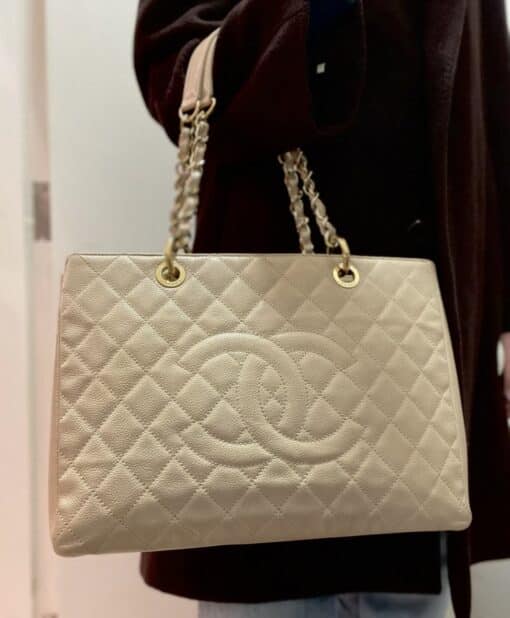 Chanel Beige Quilted Caviar Leather GST Shopper Tote - Image 16