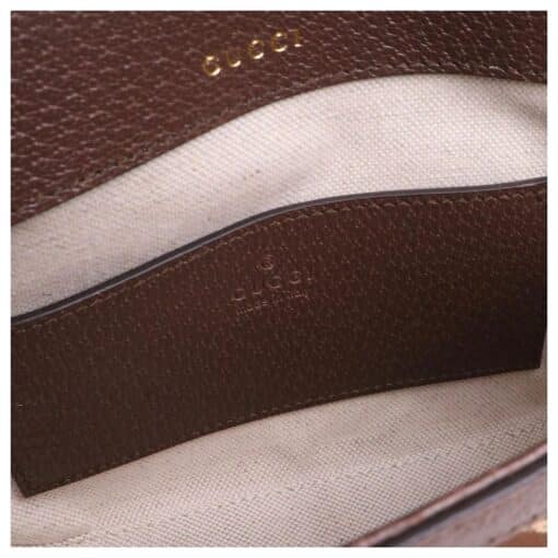 GUCCI Monogram Jumbo GG Textured Dollar Calfskin Web Mini Horsebit 1955 Shoulder Crosbody Bag Caramel Ebony New Acero - Image 4