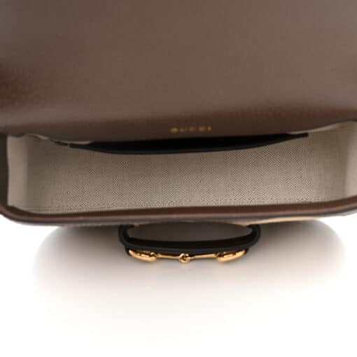 GUCCI Monogram Jumbo GG Textured Dollar Calfskin Web Mini Horsebit 1955 Shoulder Crosbody Bag Caramel Ebony New Acero - Image 7