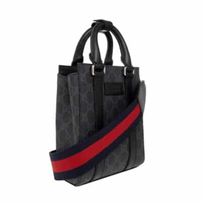 GUCCI GG Supreme Monogram Appia Calfskin Web Mini Tote Bag