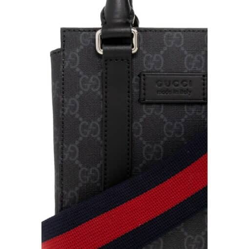 GUCCI GG Supreme Monogram Appia Calfskin Web Mini Tote Bag - Image 11
