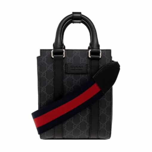 GUCCI GG Supreme Monogram Appia Calfskin Web Mini Tote Bag - Image 6