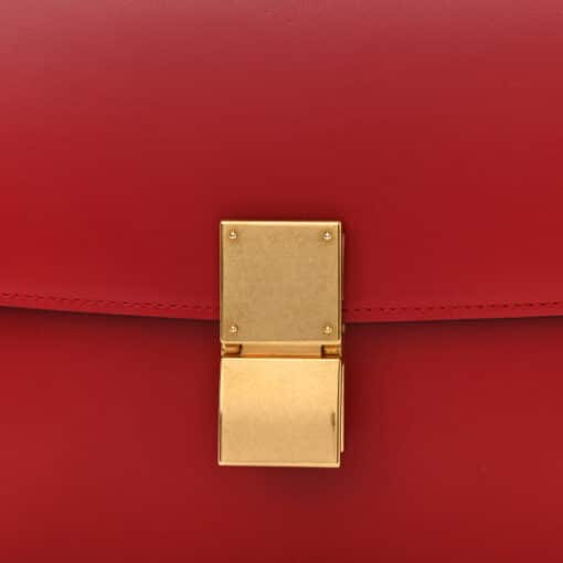 CELINE Box Calfskin Medium Classic Box Flap Bag Red - Image 7