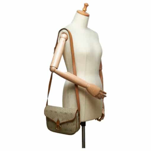 Dior Brown Honeycomb Coated Canvas Crossbody Bag Beige. - Image 5