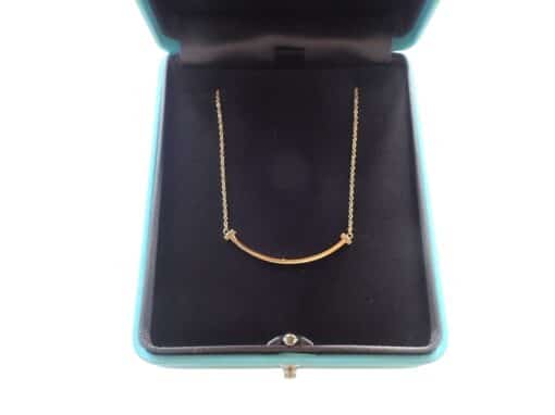 TIFFANY 18K Gold Small T Smile Pendant Necklace. - Image 6
