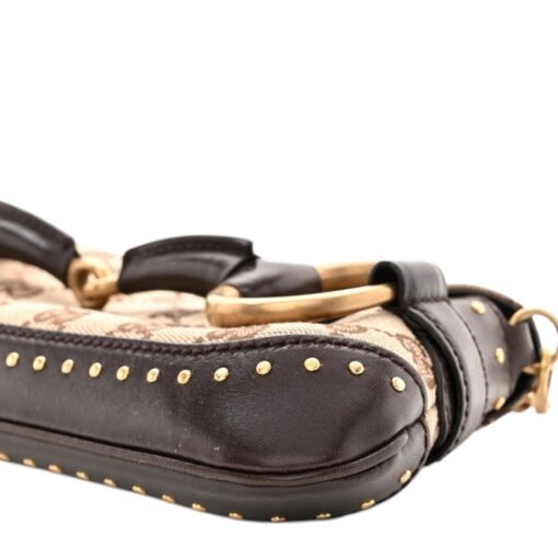 GUCCI Monogram Studded Small Horsebit Clutch Dark Brown - Image 8