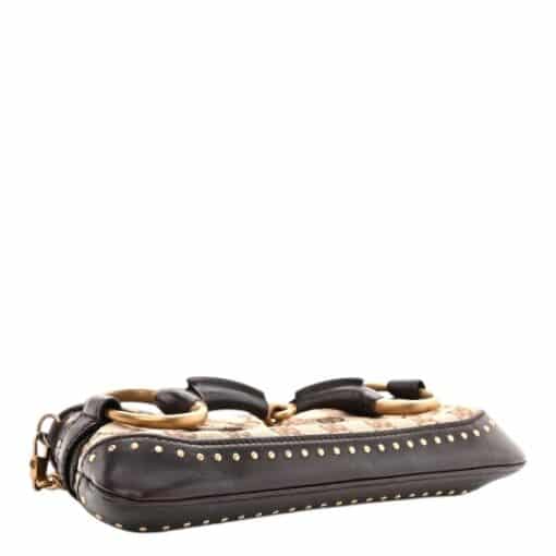 GUCCI Monogram Studded Small Horsebit Clutch Dark Brown - Image 2