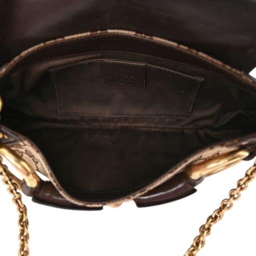 GUCCI Monogram Studded Small Horsebit Clutch Dark Brown - Image 6