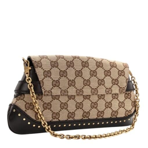 GUCCI Monogram Studded Small Horsebit Clutch Dark Brown - Image 7