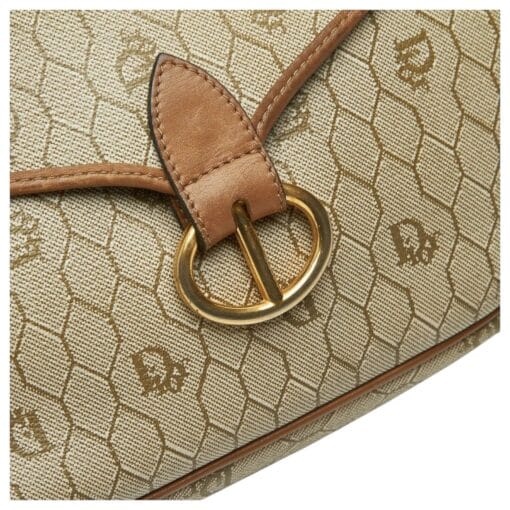 Dior Brown Honeycomb Coated Canvas Crossbody Bag Beige. - Image 3