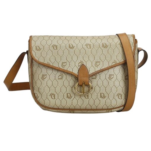 Dior Brown Honeycomb Coated Canvas Crossbody Bag Beige. - Image 10