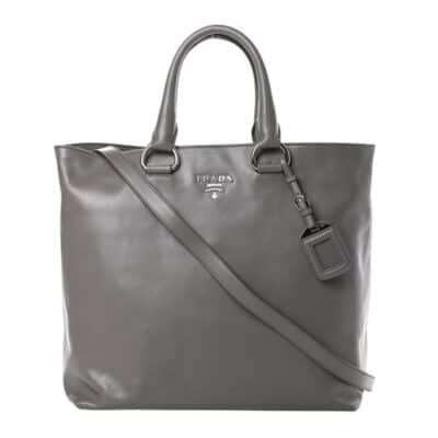 PRADA Soft Calf Shopping Tote Argilla