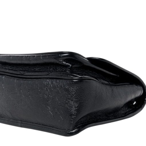 YSL Crinkled Calfskin Matelasse Monogram Baby Niki Chain Satchel Black. - Image 3