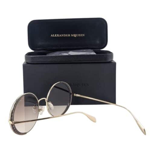 Alexander McQueen Round Frame Metal Ladies Sunglasses 'Gold' - Image 2