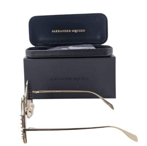Alexander McQueen Round Frame Metal Ladies Sunglasses 'Gold' - Image 3