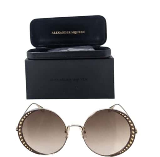 Alexander McQueen Round Frame Metal Ladies Sunglasses 'Gold' - Image 5