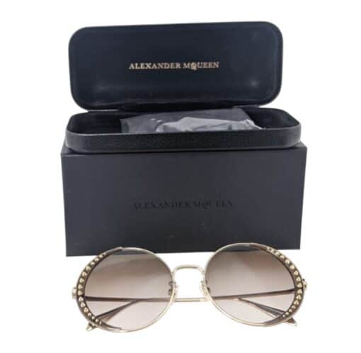 Alexander McQueen Round Frame Metal Ladies Sunglasses 'Gold' - Image 4