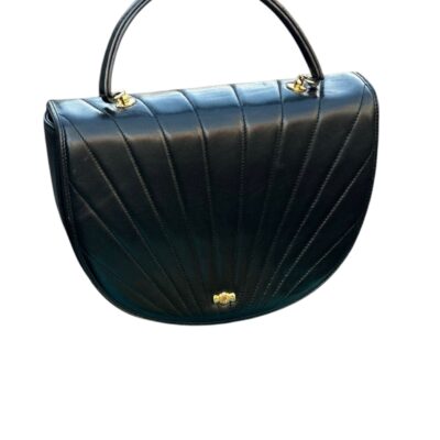 Tiffany & Co. Vintage Black and Gold-Toned Leather top Handle Bag