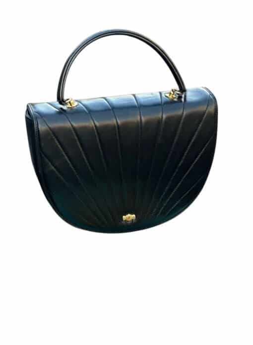 Tiffany & Co. Vintage Black and Gold-Toned Leather top Handle Bag