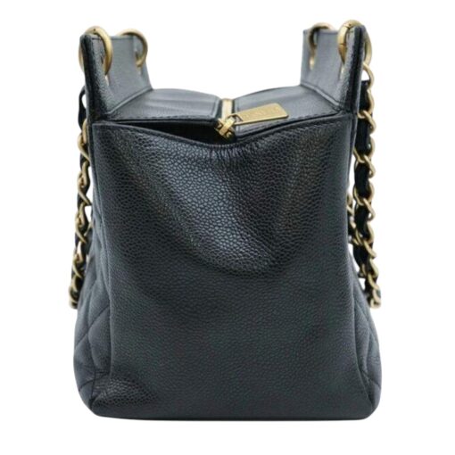 Chanel Black Vintage Caviar Leather CC petite Shopping Tote - Image 10