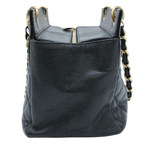 Chanel Black Vintage Caviar Leather CC petite Shopping Tote - Image 9