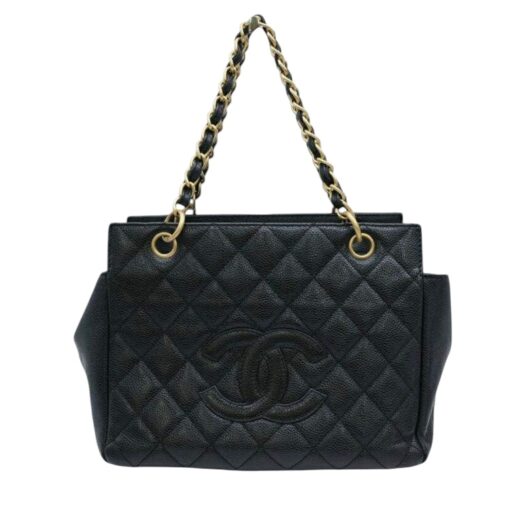 Chanel Black Vintage Caviar Leather CC petite Shopping Tote - Image 8