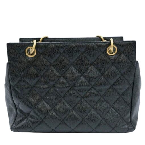 Chanel Black Vintage Caviar Leather CC petite Shopping Tote - Image 7