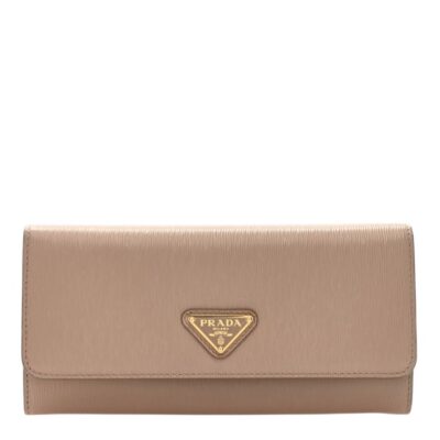 PRADA Vitello Continental Flap Travel Wallet Cipria