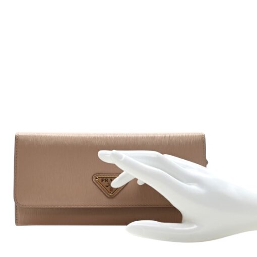 PRADA Vitello Continental Flap Travel Wallet Cipria - Image 3