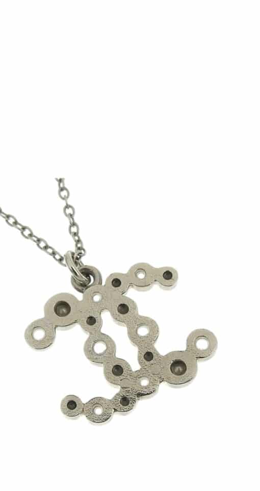 Chanel Silvertone Crystal CC Necklace - Image 3