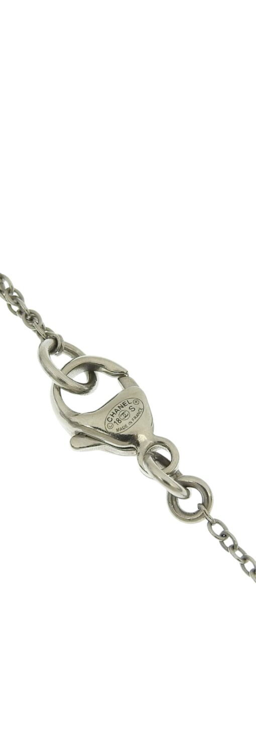 Chanel Silvertone Crystal CC Necklace - Image 6