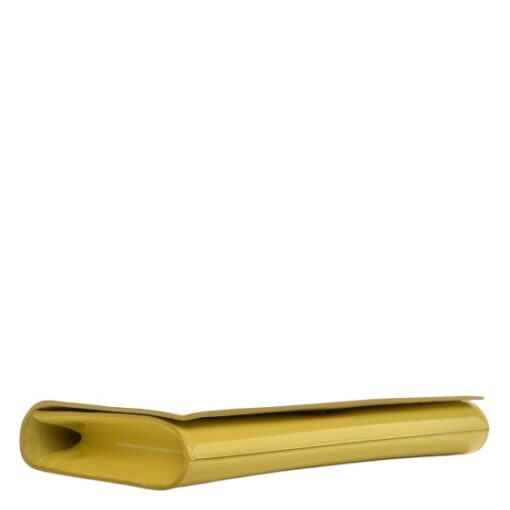 SAINT LAURENT Patent Calfskin Monogram Large Belle De Jour Clutch Yellow. - Image 3