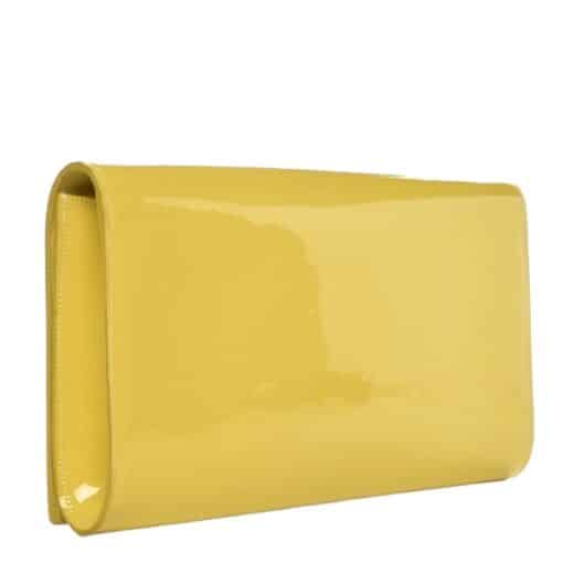 SAINT LAURENT Patent Calfskin Monogram Large Belle De Jour Clutch Yellow. - Image 2
