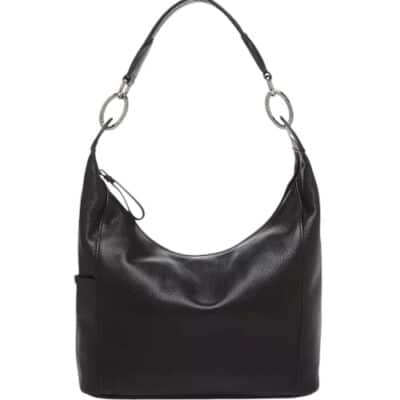 Longchamp Le Foulonne Black Leather Hobo Shoulder Bag.