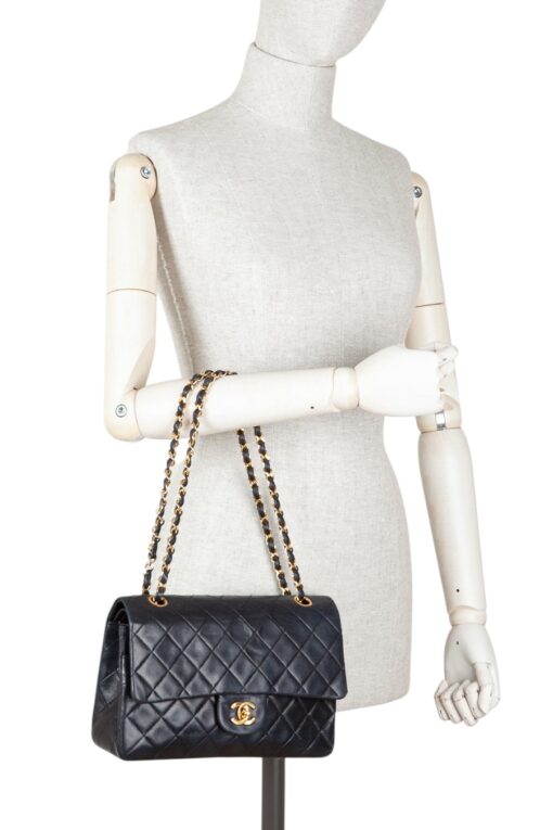 CHANEL Vintage Lambskin Quilted Medium Double Flap Black - Image 12