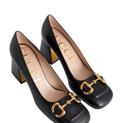 GUCCI Malaga Kid Horsebit 75mm Pumps Black (Size 37)