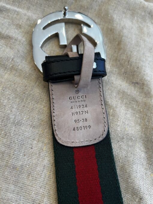 GUCCI Calfskin Web Interlocking G Belt Black. (95cm/38in) - Image 2
