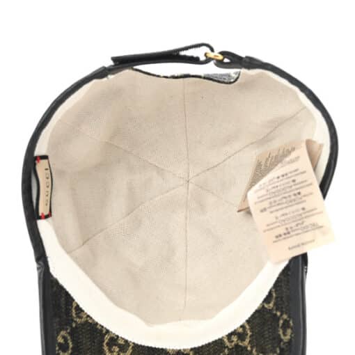 GUCCI Denim Calfskin GG Monogram Oscar Baseball Hat S 57 in Black Ivory - Image 2