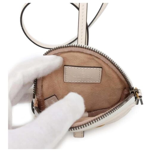 GUCCI Calfskin Matelasse GG Marmont Round Coin Purse And Key Case White Black - Image 5
