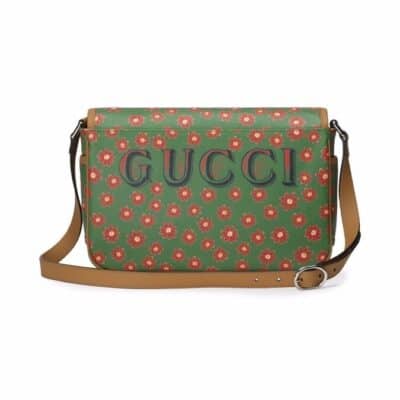 Gucci Kid Floral Print Cat Messenger Bag