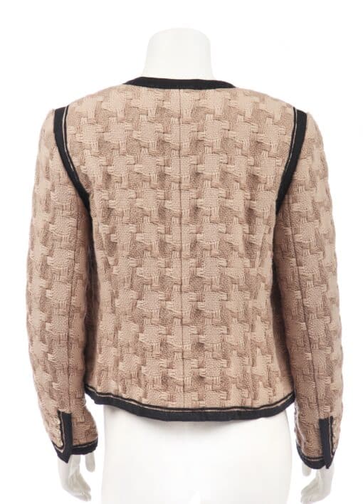 Chanel Brown Woven Wool Round Neck Jacket (Size 50) - Image 5