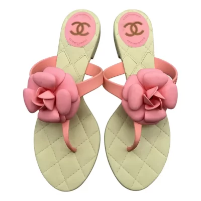 Chanel Pink Camellia Thong Sandals (Size 39)