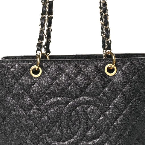 CHANEL Caviar Quilted Shopping Tote GST Black. - Image 5