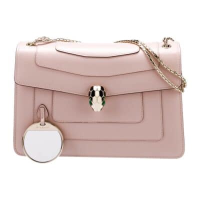 BVLGARI Calfskin Serpenti Forever Shoulder Bag in Light Pink