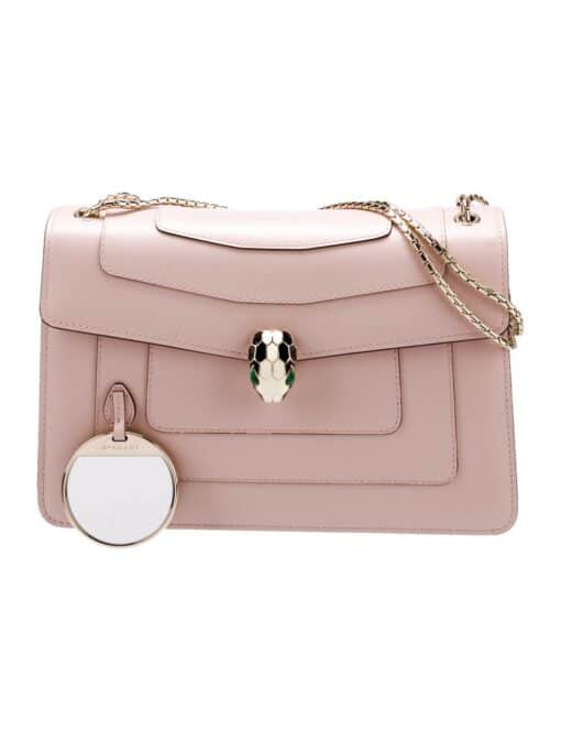 BVLGARI Calfskin Serpenti Forever Shoulder Bag in Light Pink