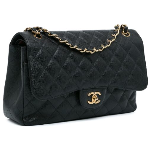 CHANEL Caviar Quilted Jumbo Double Flap Black - Image 3