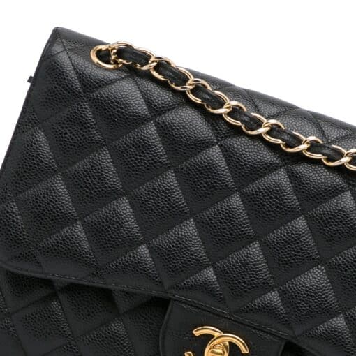 CHANEL Caviar Quilted Jumbo Double Flap Black - Image 15