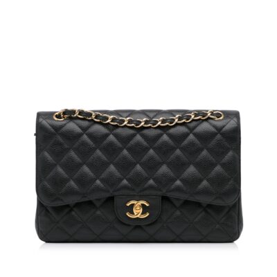 CHANEL Caviar Quilted Jumbo Double Flap Black