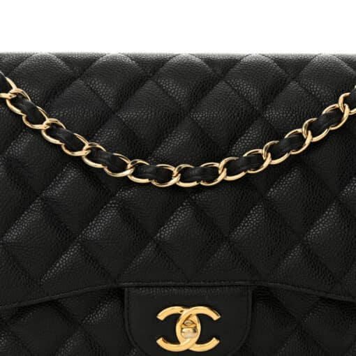 CHANEL Caviar Quilted Jumbo Double Flap Black - Image 18