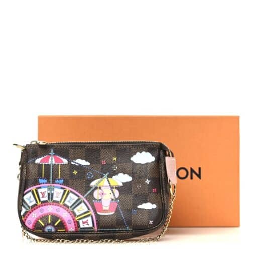 Louis Vuitton Damier Ebene 2020 Christmas Animation Big Wheel Mini Pochette Accessories Rose Ballerine